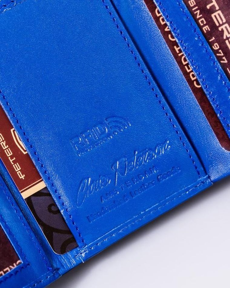 Portfel, niebieski, skórzany, RFID, Peterson