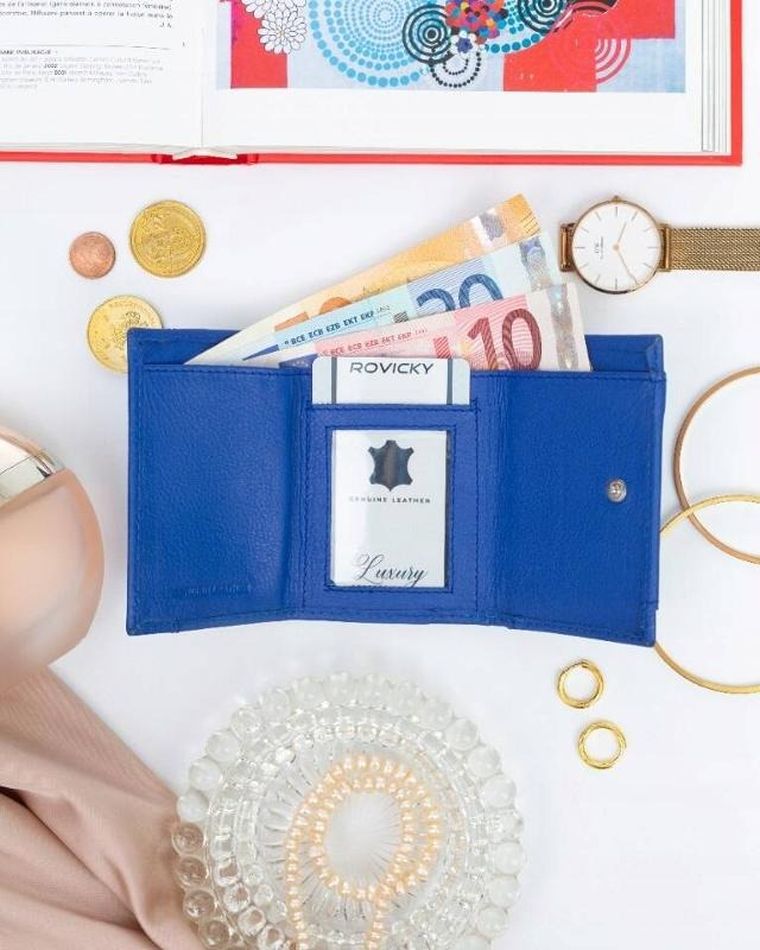 Portfel, niebieski, skórzany, Rovicky