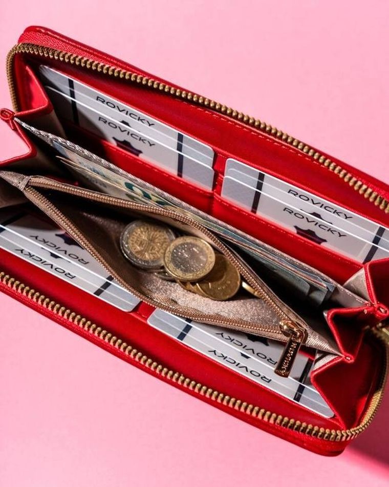 Portfel-piórnik, czerwony, skóra ekologiczna, Rovicky