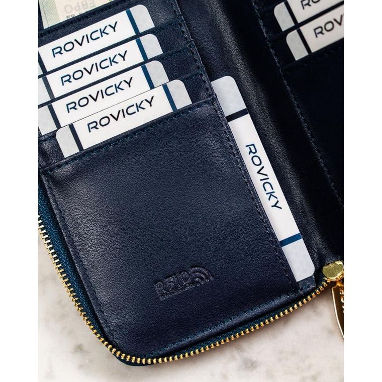 Portfel-piórnik, granatowy, skóra ekologiczna, Rovicky