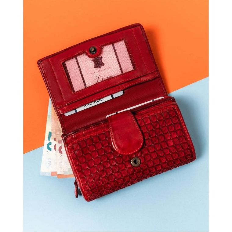 Portfel, pomarańczowy, skórzany, RFID, Rovicky