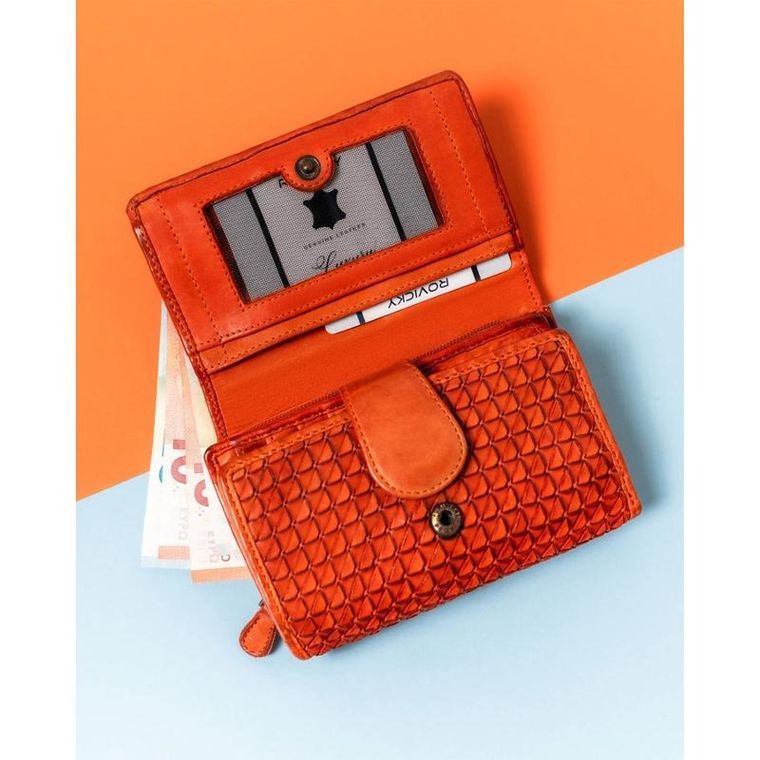 Portfel, pomarańczowy, skórzany, Rovicky