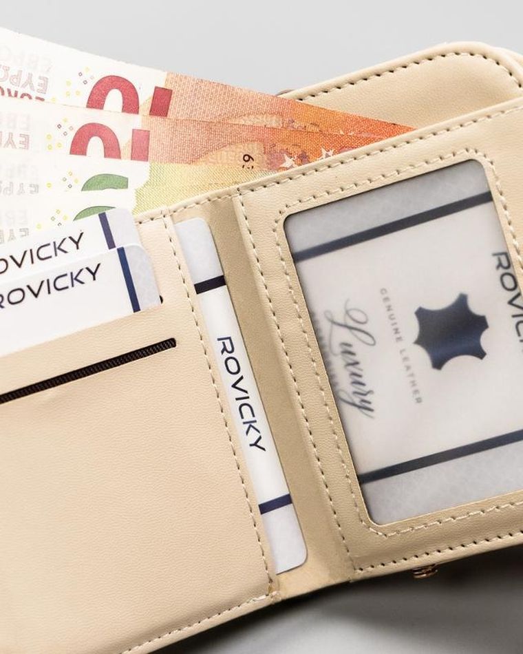 Portfel-portmonetka, beżowy, skóra ekologiczna, Milano Design