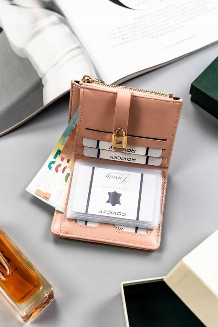 Portfel, różowy, skóra ekologiczna, Cavaldi