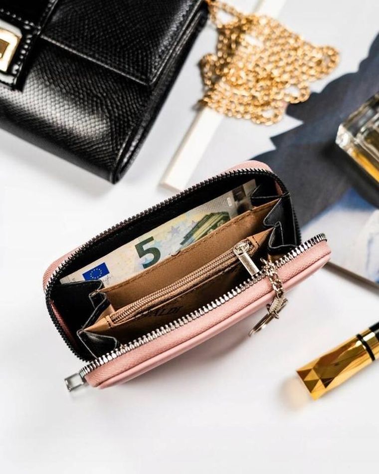 Portfel, różowy, skóra ekologiczna, Cavaldi