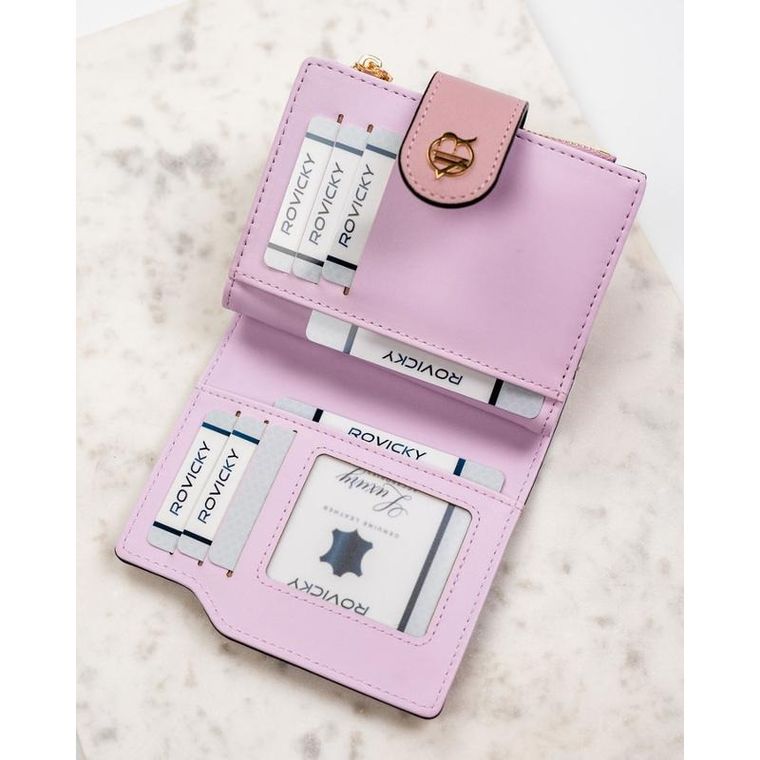 Portfel, różowy, skóra ekologiczna, RFID, Rovicky