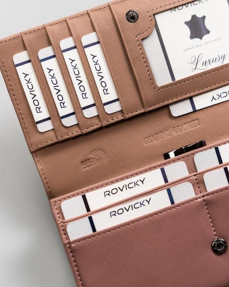 Portfel, różowy, skóra ekologiczna, Rovicky