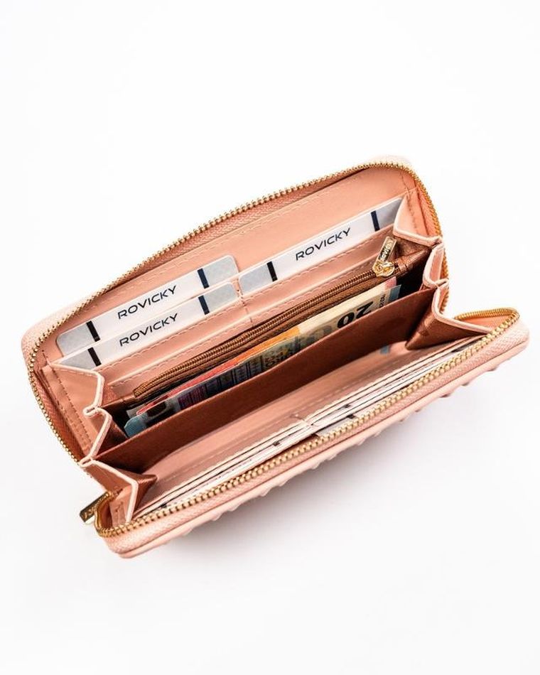 Portfel, różowy, skóra ekologiczna, Rovicky