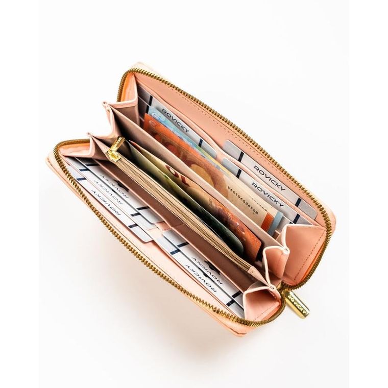 Portfel, różowy, skóra ekologiczna, Rovicky