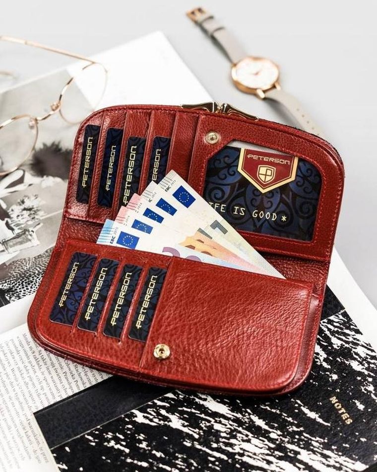 Portfel, różowy, skórzany, Peterson