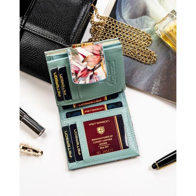 Portfel, skórzany, kwiatowy wzór, Peterson