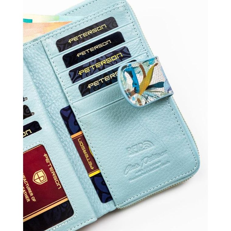 Portfel, skórzany, kwiatowy wzór, Peterson