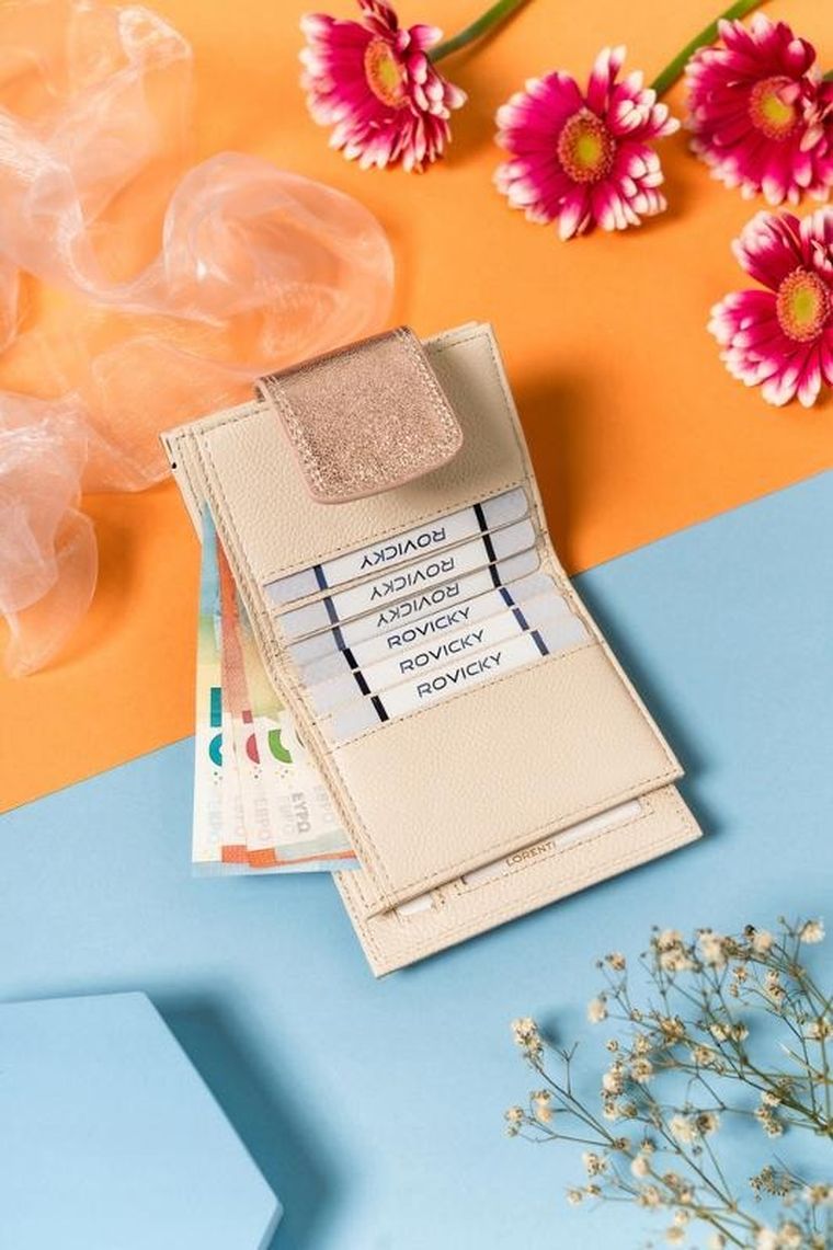 Portfel, skórzany, różowy, Lorenti