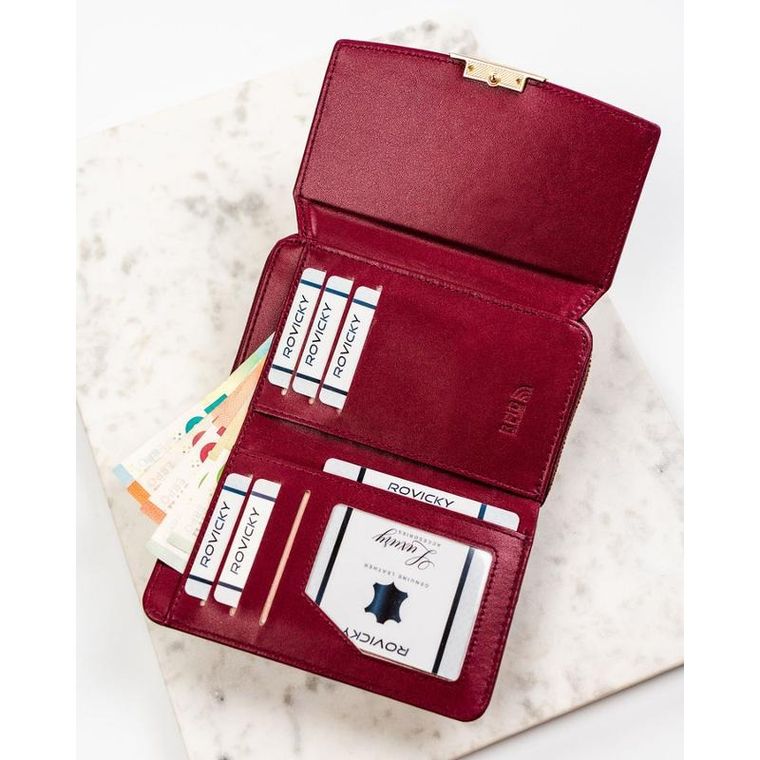 Portfel, śliwkowy, skóra ekologiczna, RFID, Rovicky