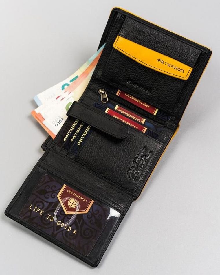 Portfel sportowy, czarny, skórzany, Peterson