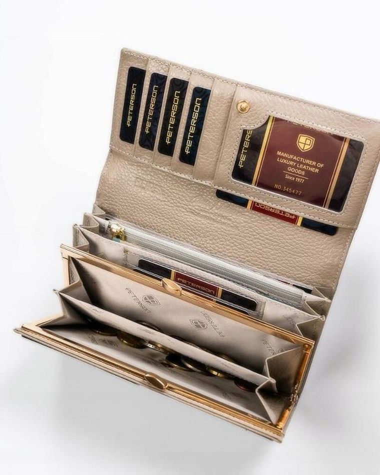 Portfel, srebrno-niebieski, skórzany, RFID, Peterson