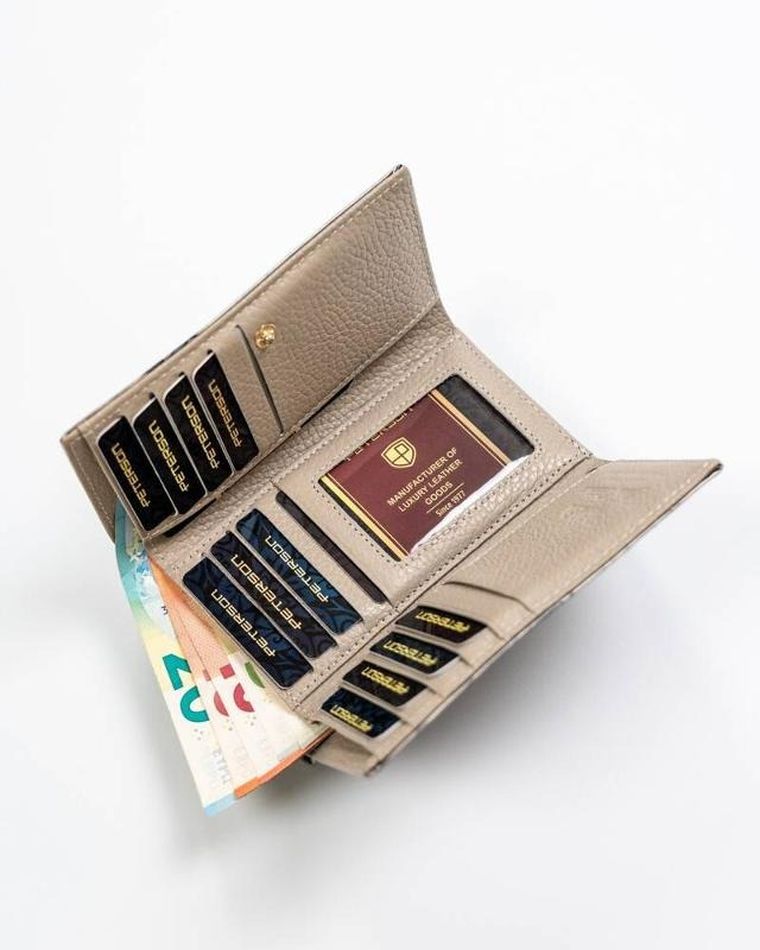 Portfel, srebrno-niebieski, skórzany, RFID, Peterson