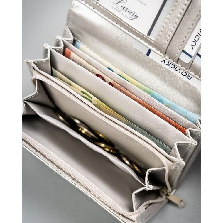 Portfel, srebrny, skóra ekologiczna, 4U Cavaldi