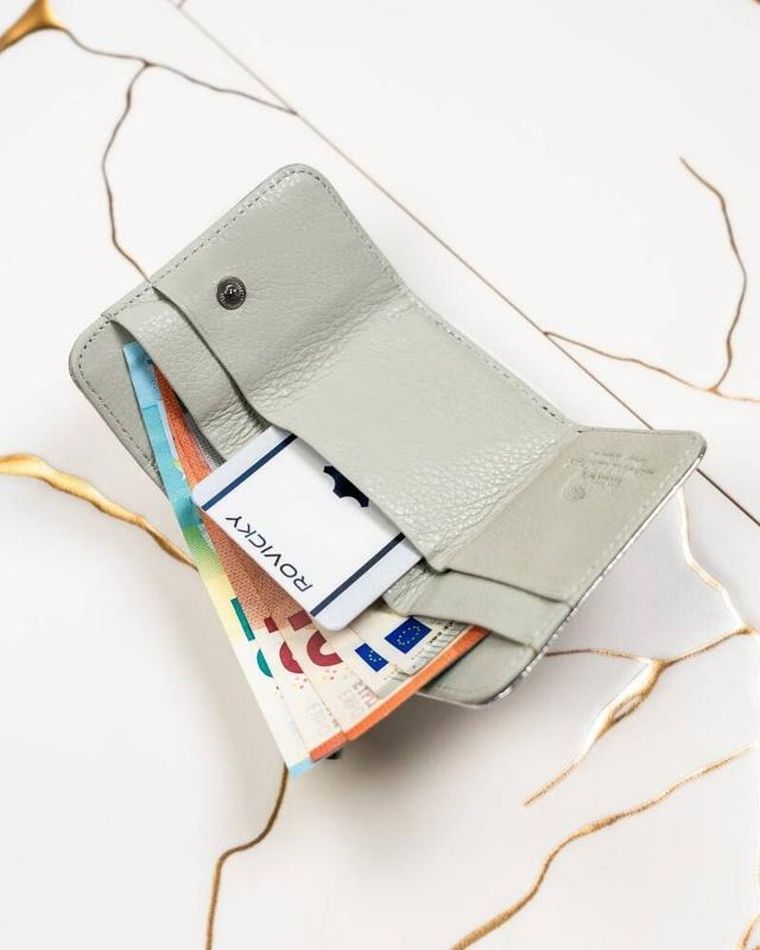 Portfel, srebrny, skórzany, Lorenti