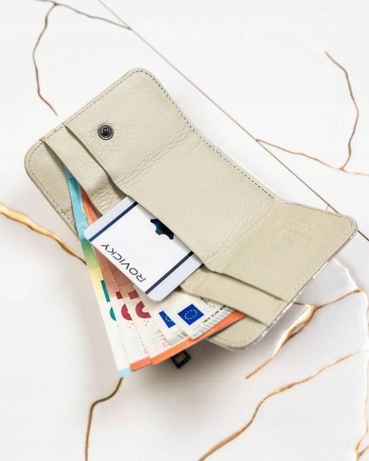 Portfel, srebrny, skórzany, Lorenti