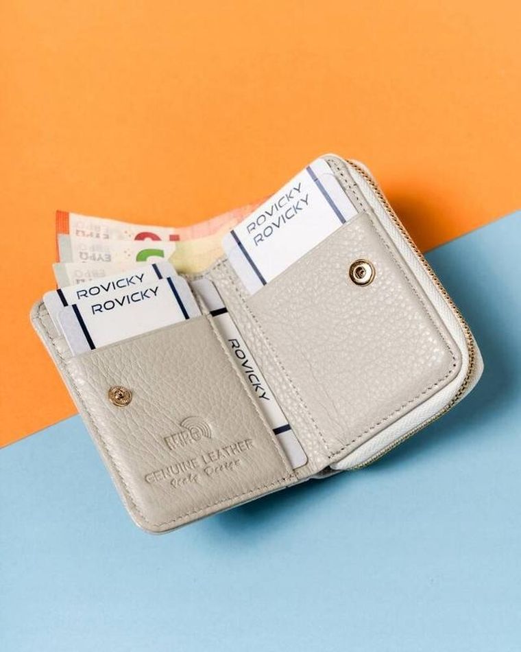 Portfel, srebrny, skórzany, Lorenti