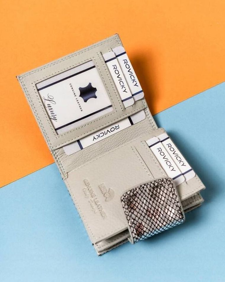 Portfel, srebrny, skórzany, Lorenti