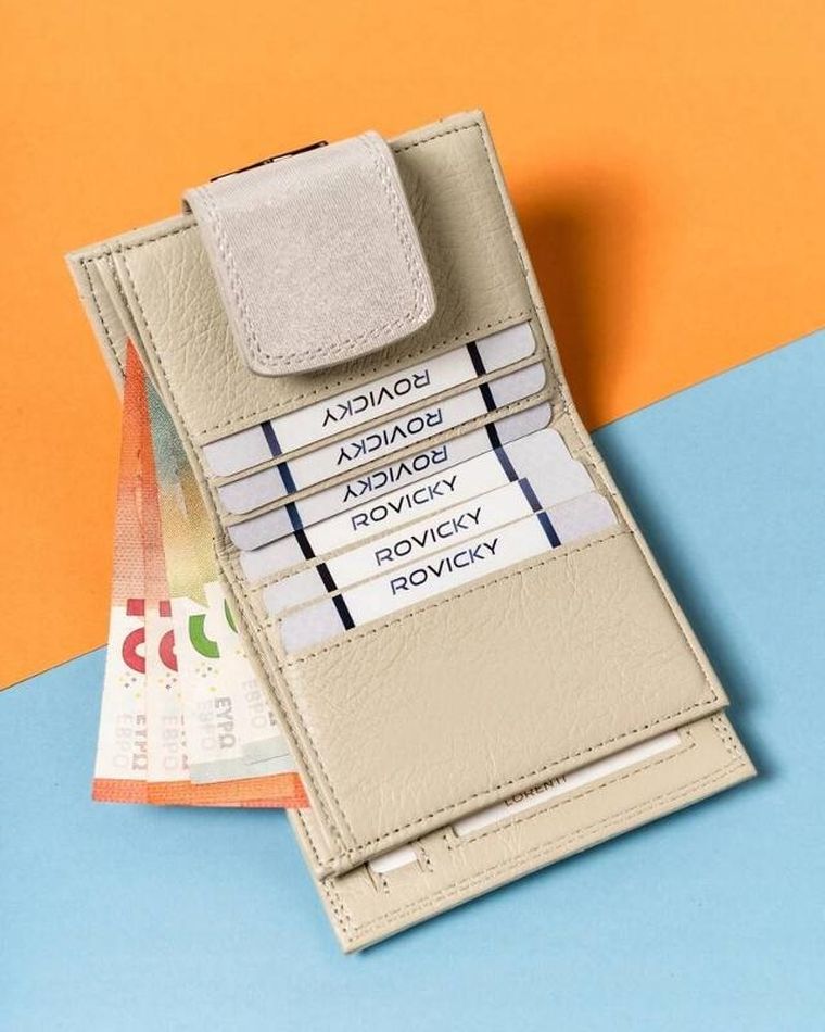 Portfel, srebrny, skórzany, Lorenti