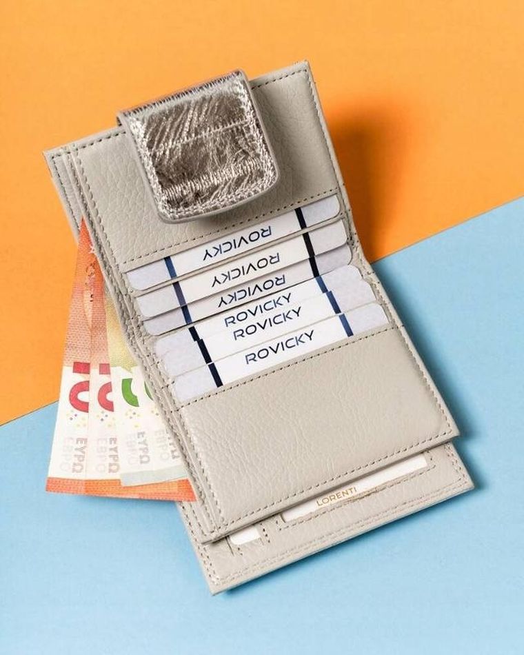 Portfel, srebrny, skórzany, Lorenti