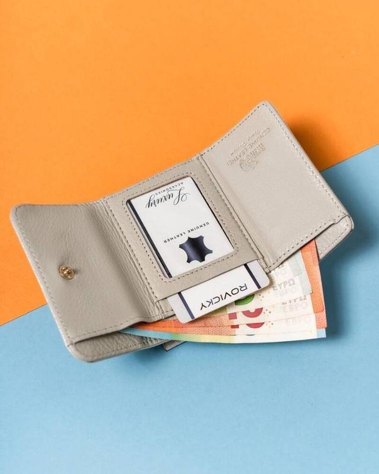 Portfel, srebrny, skórzany, RFID, Lorenti