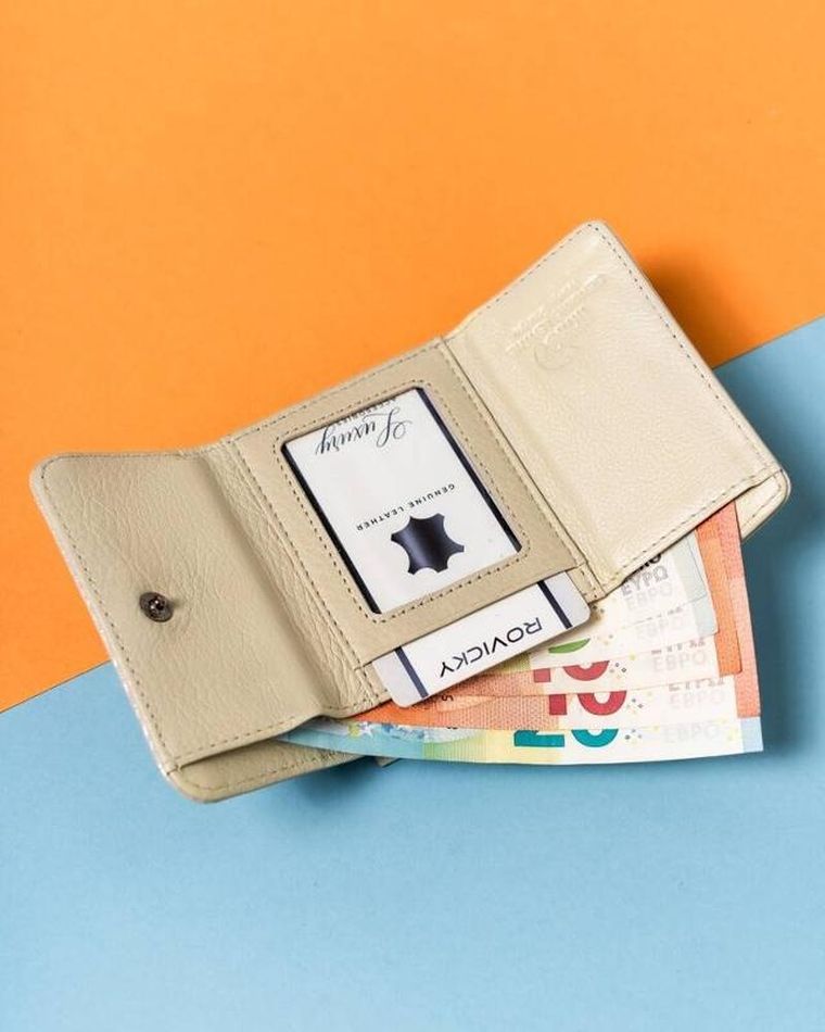 Portfel, srebrny, skórzany, RFID, Lorenti