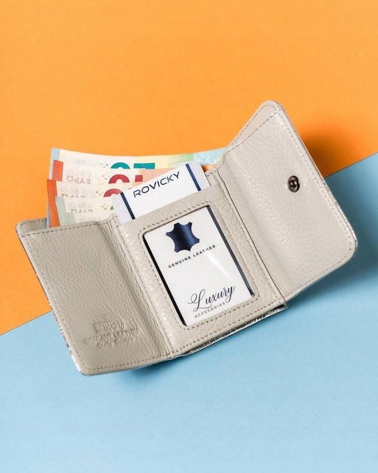 Portfel, srebrny, skórzany, RFID, Lorenti