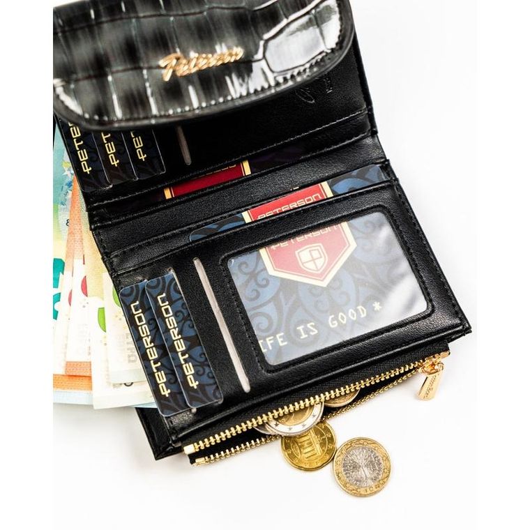 Portfel, szary, skóra ekologiczna, Peterson