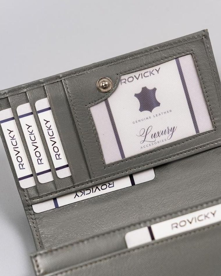 Portfel, szary, skórzany, Cavaldi