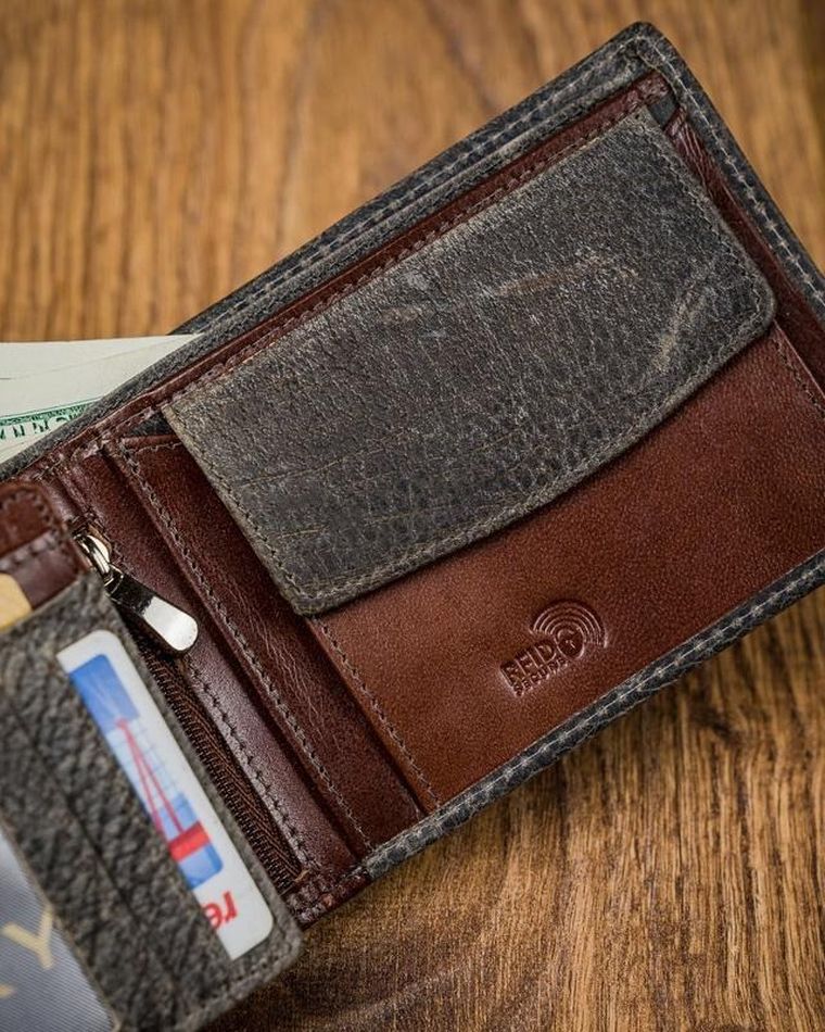 Portfel, szary, skórzany, Forever Young