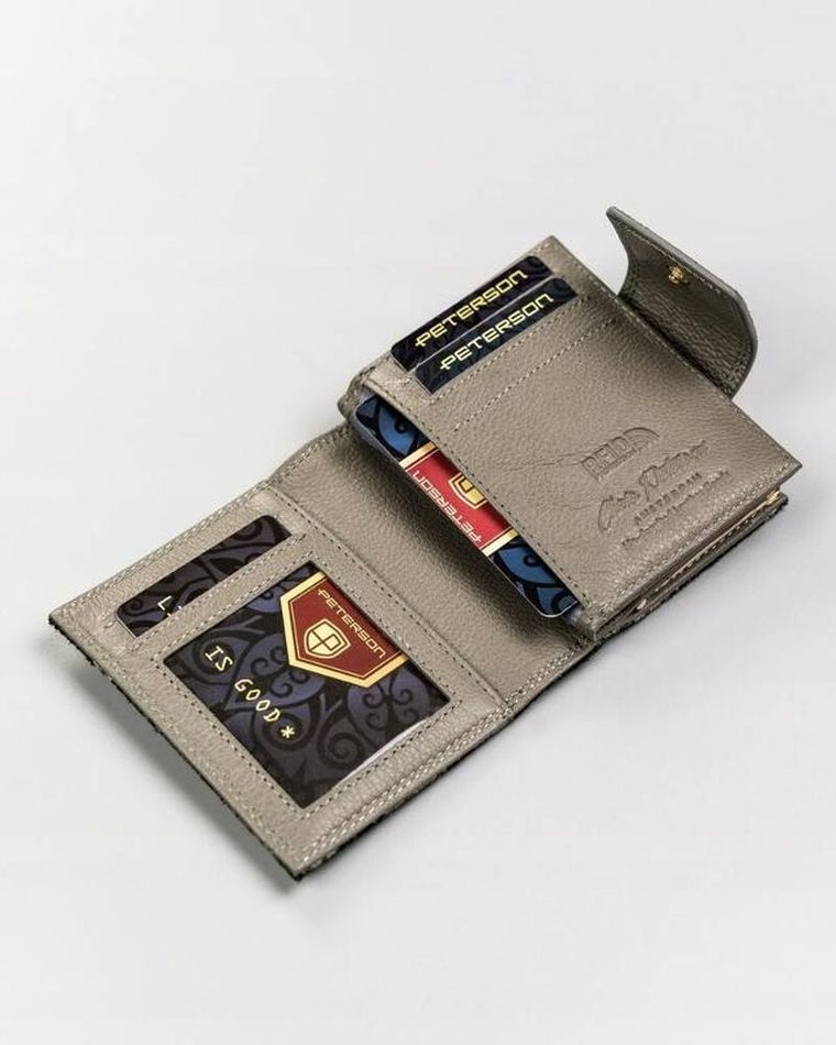 Portfel, szary, skórzany, Peterson