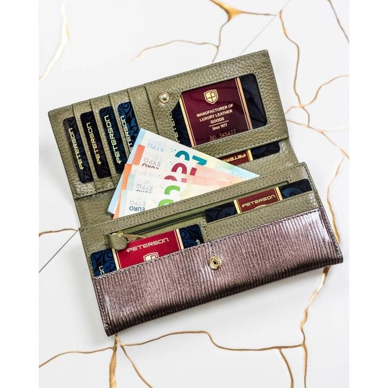 Portfel, szary, skórzany, Peterson