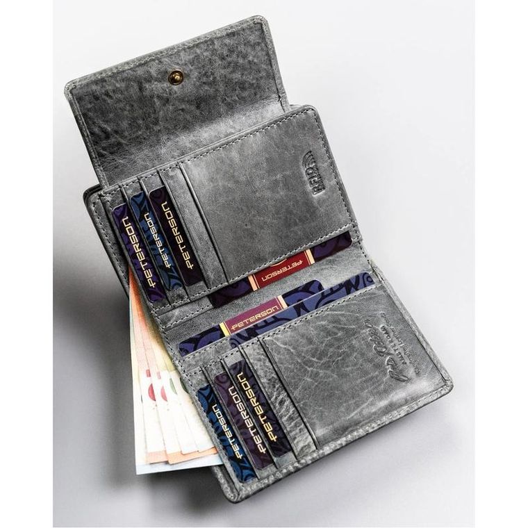 Portfel, szary, skórzany, Peterson