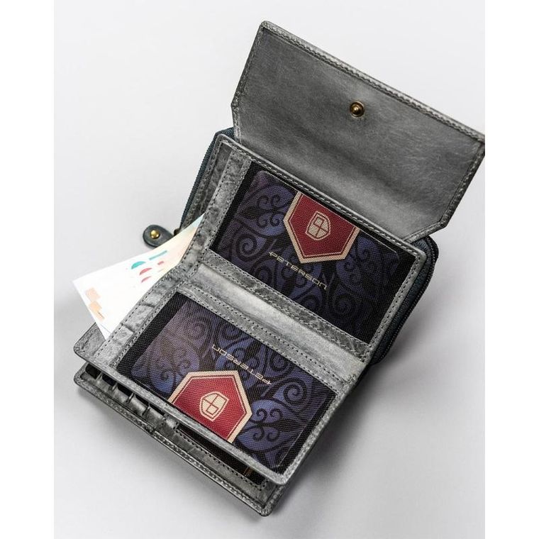 Portfel, szary, skórzany, Peterson