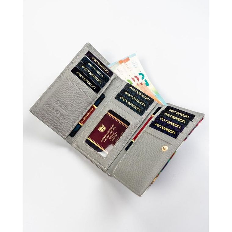 Portfel, szary, skórzany, Peterson