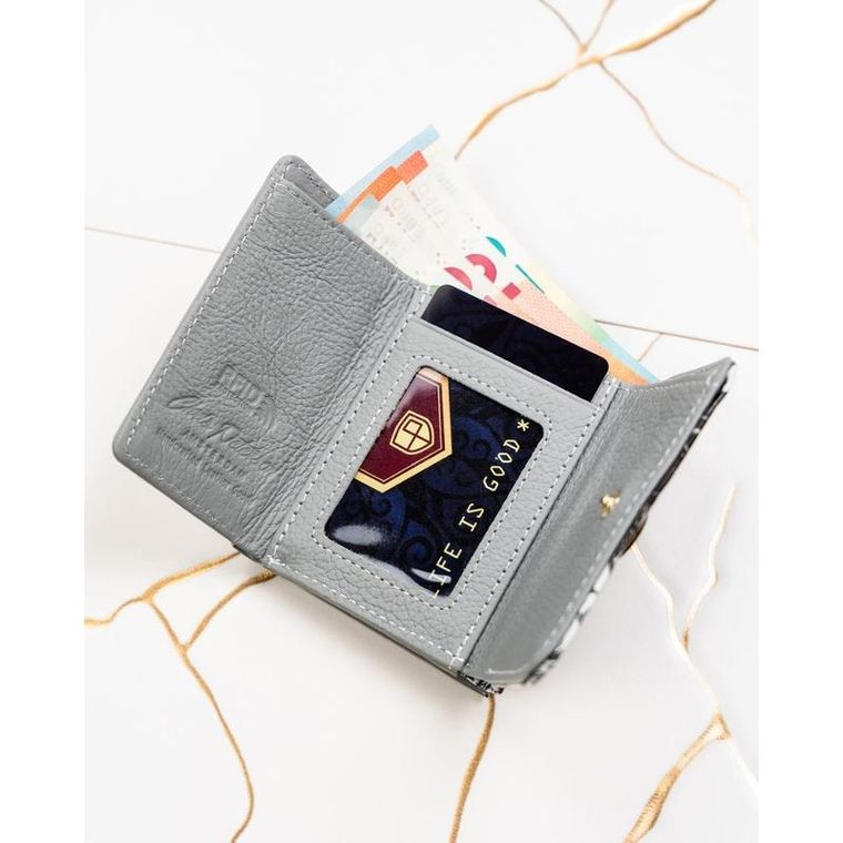 Portfel, szary, skórzany, Peterson