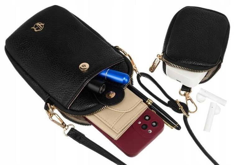 Portfel-torebka, czarny, skóra ekologiczna, Rovicky