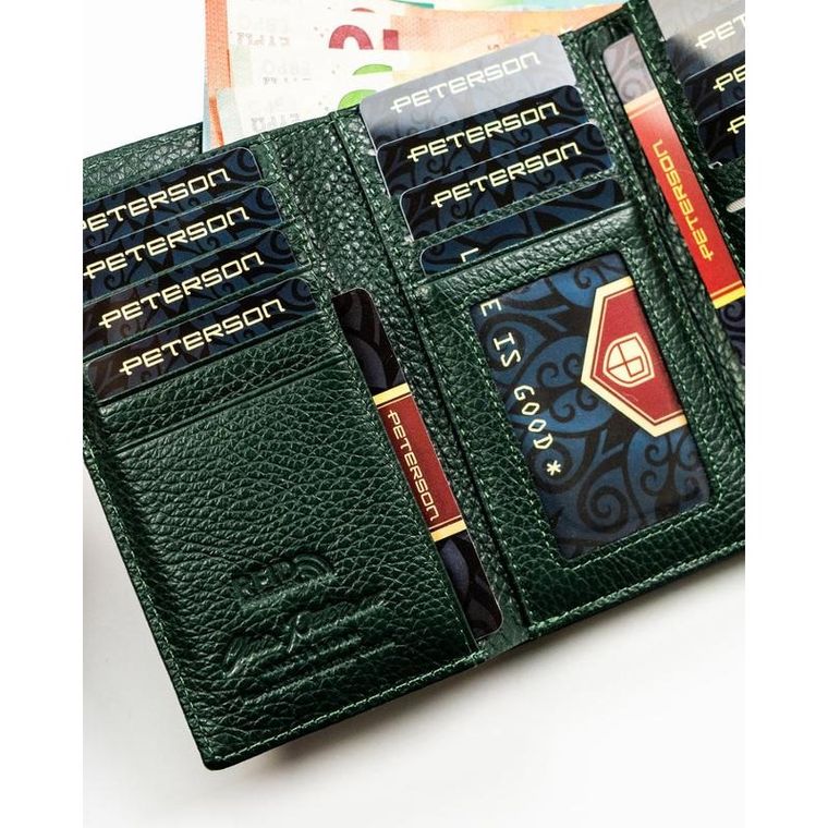 Portfel, zielony, skóra ekologiczna, Peterson