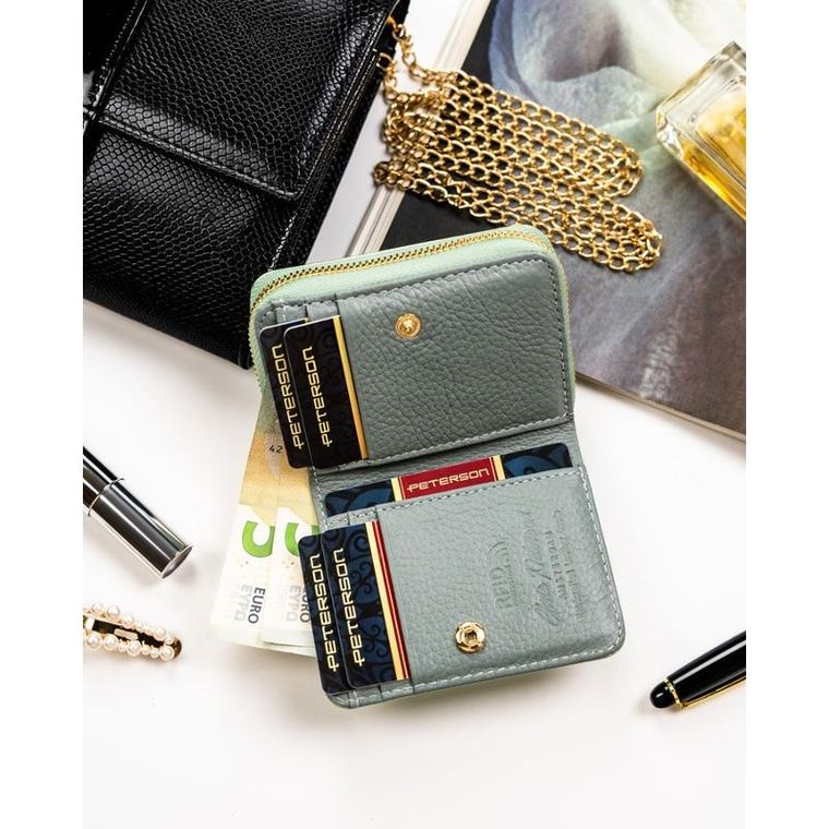 Portfel, zielony, skóra naturalna i ekologiczna, Peterson