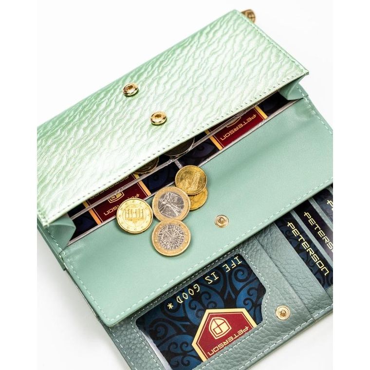 Portfel, zielony, skóra naturalna i ekologiczna, Peterson