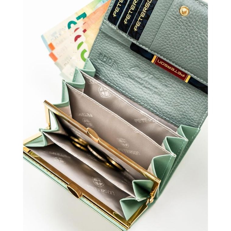 Portfel, zielony, skóra naturalna i ekologiczna, Peterson