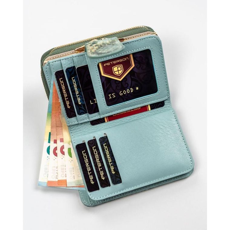 Portfel, zielony, skórzany, Petereson