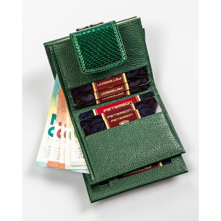 Portfel, zielony, skórzany, Petereson
