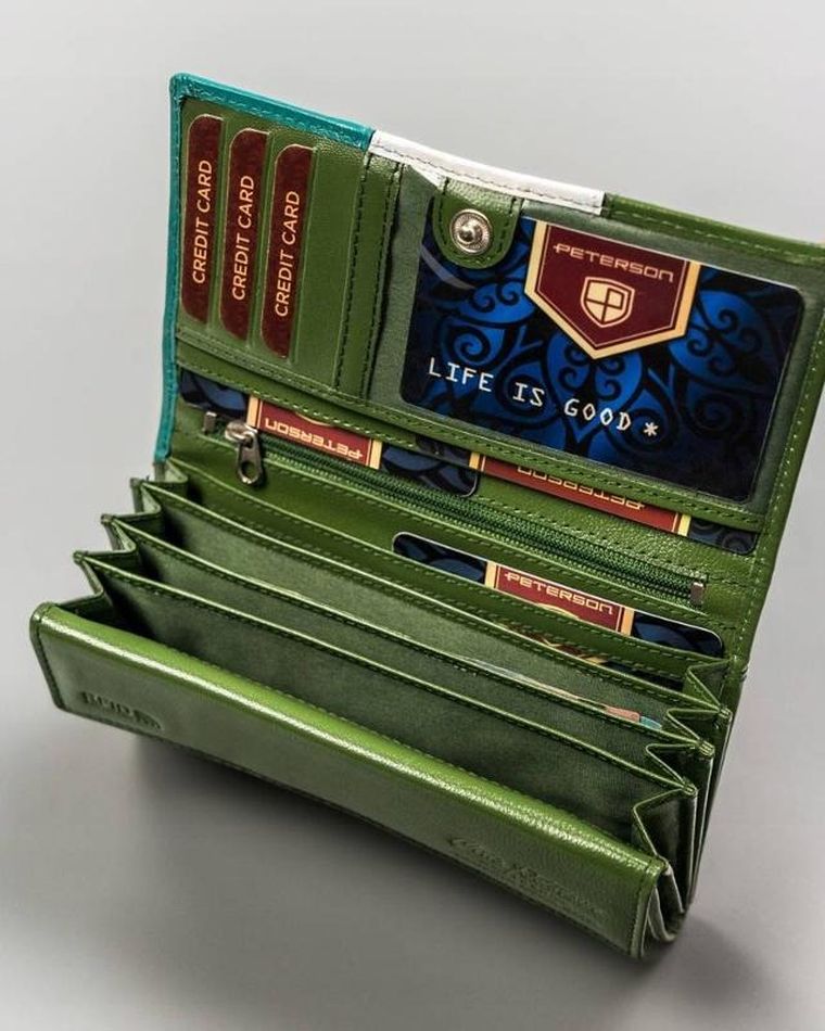 Portfel, zielony, skórzany, Peterson