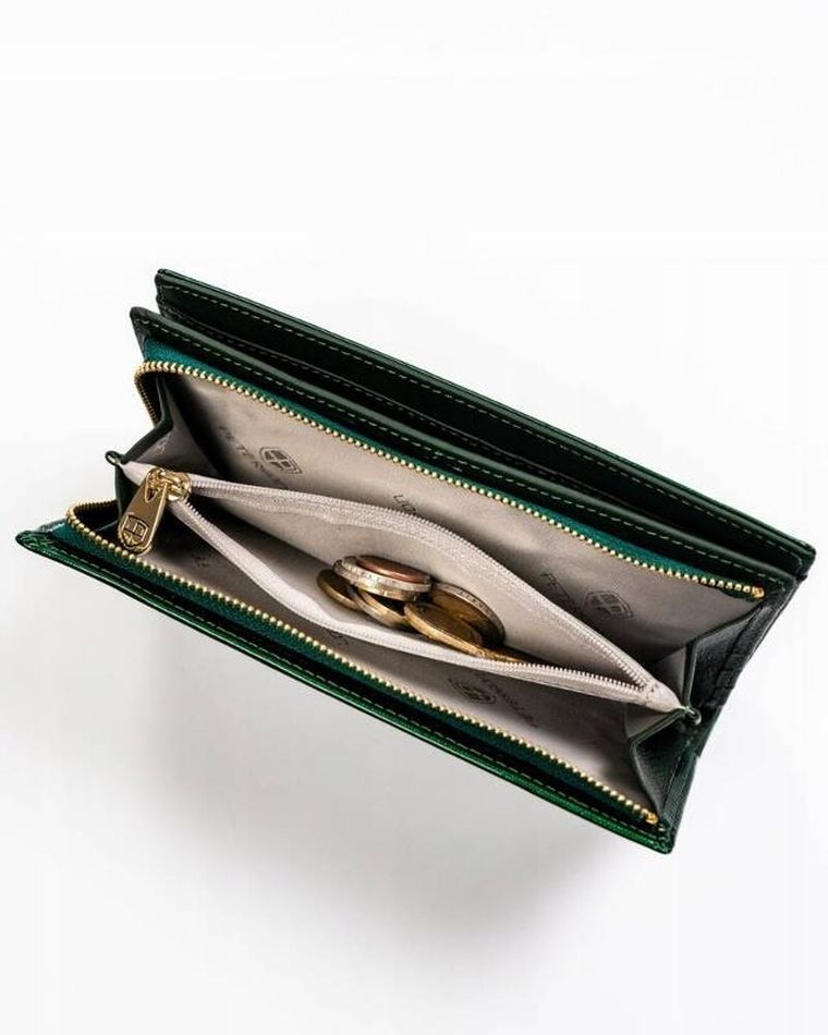 Portfel, zielony, skórzany, Peterson