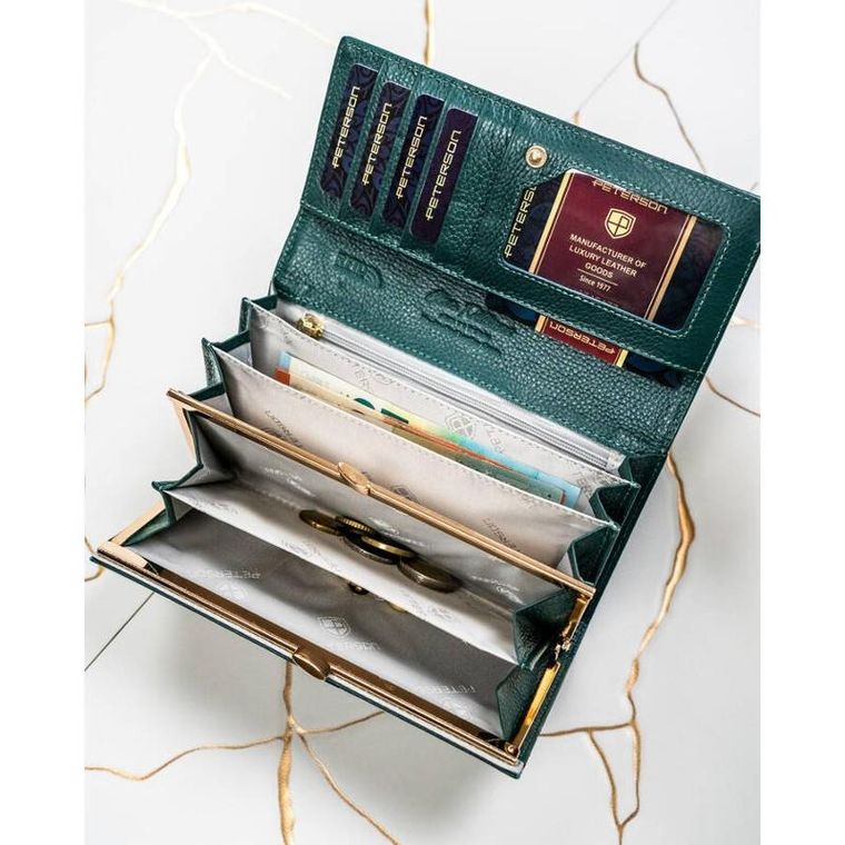 Portfel, zielony, skórzany, Peterson